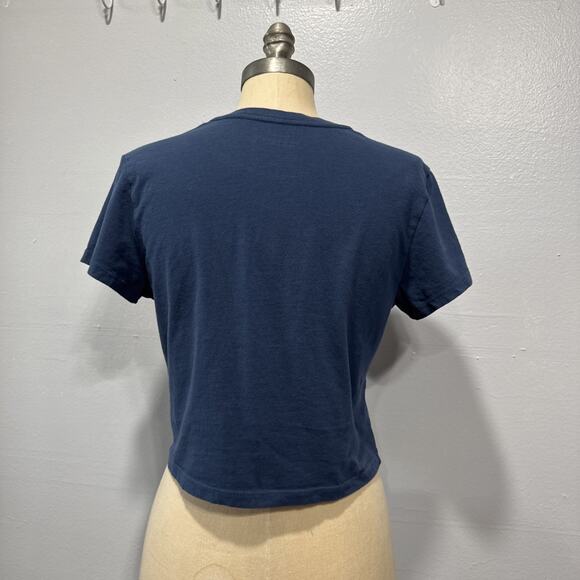 Abercrombie & Fitch Manhattan Leisure Club Baby Tee Blue Womens Juniors Size L - Picture 3 of 8